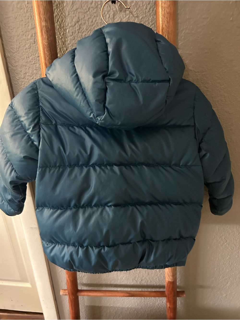 Patagonia Kids Teal-Blue Hooded Puffer Jacket - Picture 6 of 10